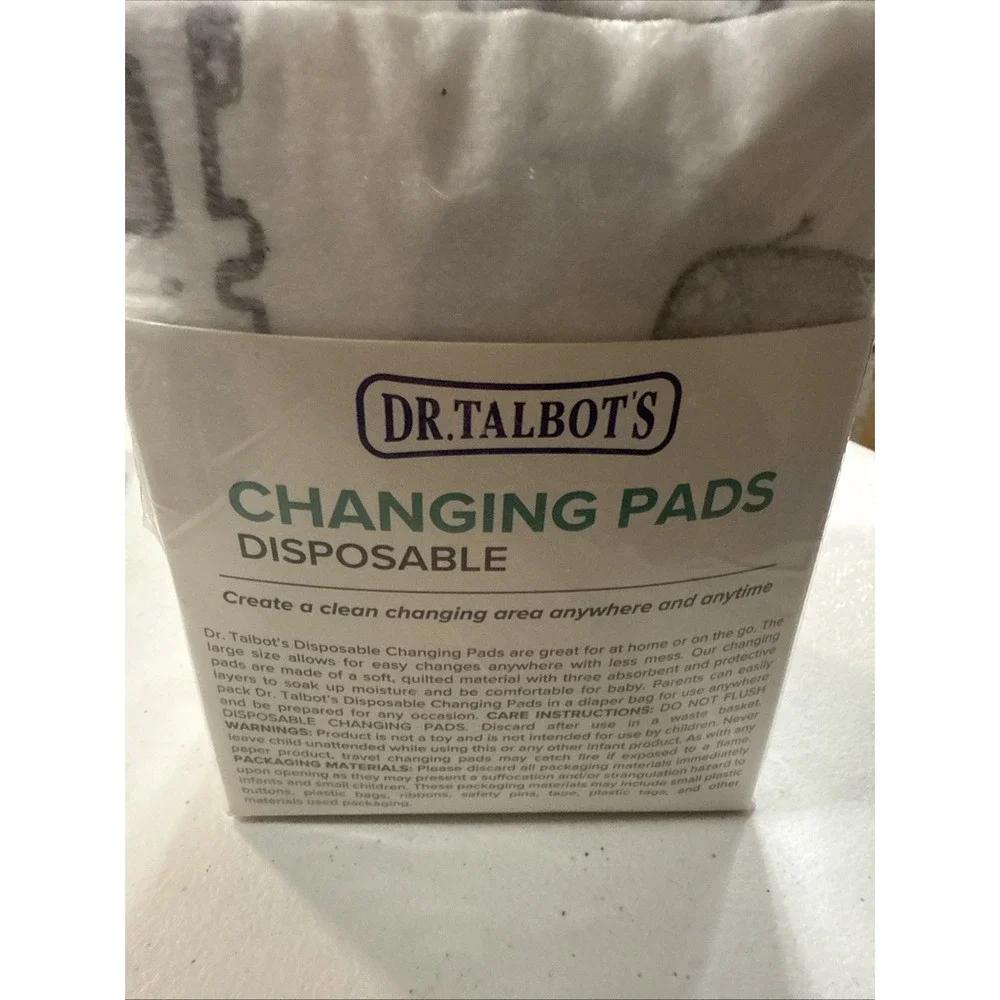 Nuby - Dr Talbots 10 Pk Neutral Gray‎ Elephant Disposable Changing Pads